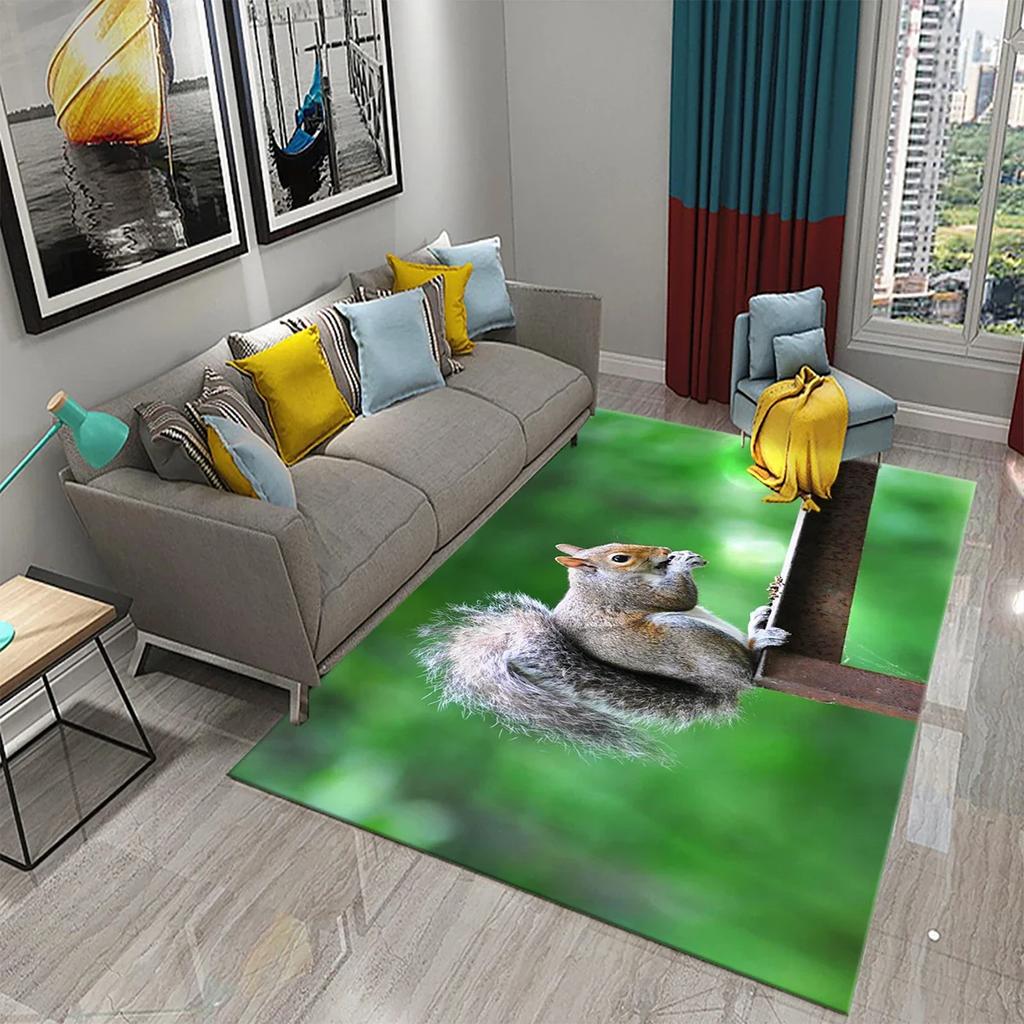 Милый ковер с белкой, забавный коврик для пола с диким животным для декора ванной комнаты, ковер противоскользящий для гостиной, кухни, коврики для ванной комнаты