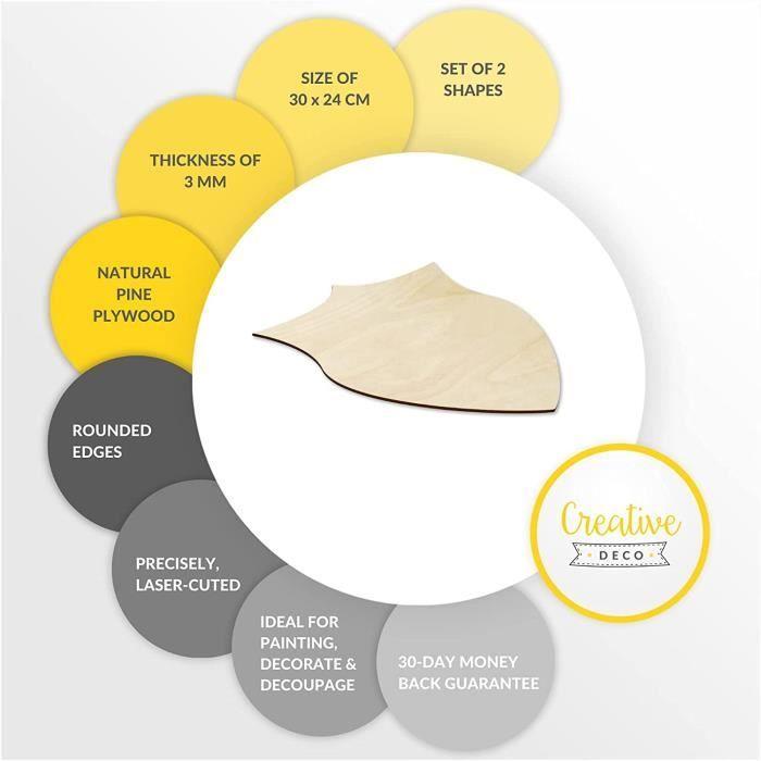Формы щита для декора - Creative Deco - Набор из 2 шт. - 30 x 24 см - Необработанная фанера