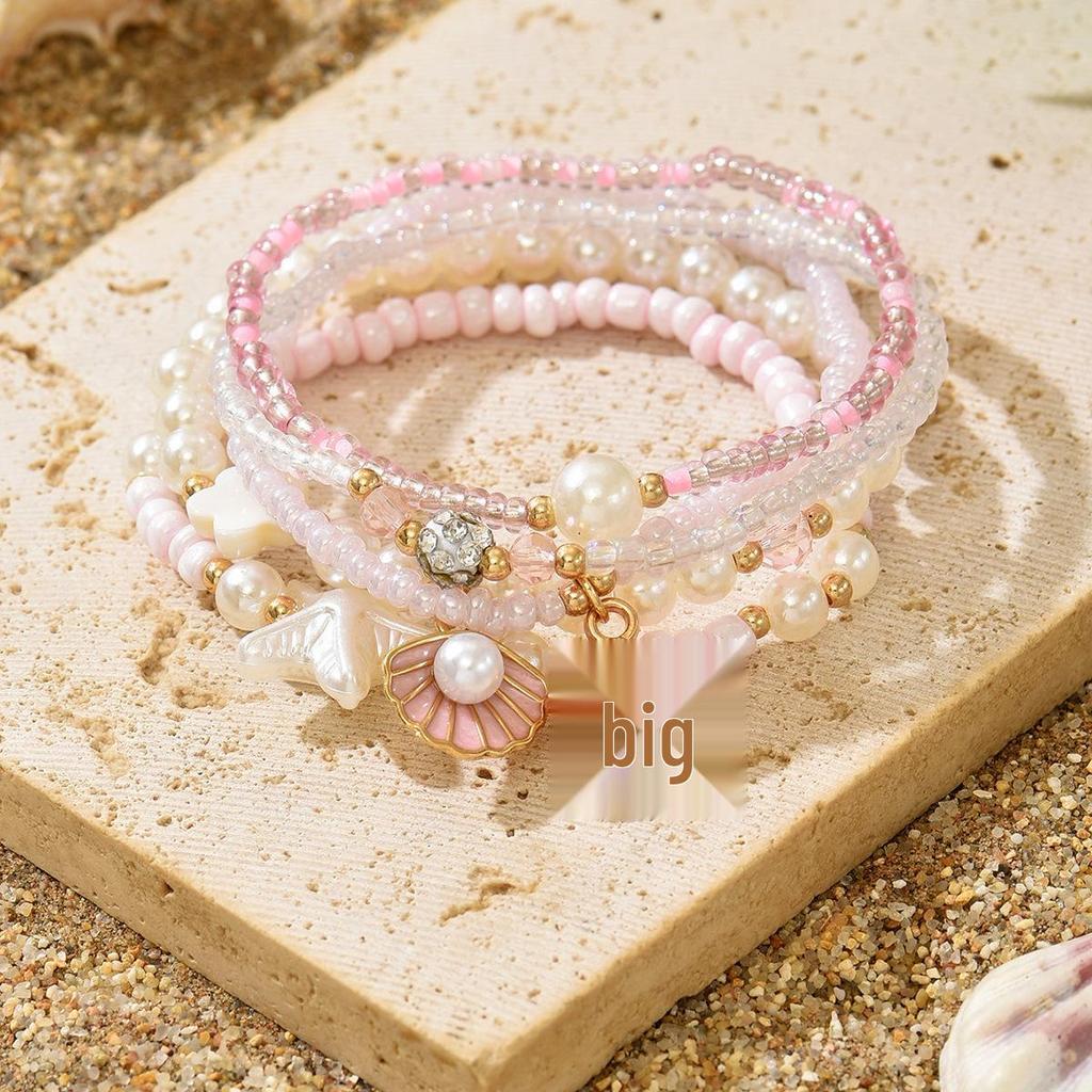 Элегантный набор браслетов с бусинами, жемчугом и стразами в виде морской звезды, вдохновленный океаном