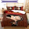 3pcs Custom Name Cartoon Mr. Bean Bedding Set Duvet Cover Closure Includes 1 Duvet Cover & 2 Pillowcases for All Seasons Bedroom Decor