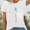 Fashion Women Dragonfly Print T Shirt Funny Casual O-neck Short Sleeves T-shirt Summer Female Tee Shirt