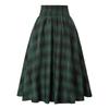 Women Midi Skirt Plaid Print High Waist A-Line Skirt Large Hem Design Slimming Effect Autumn Winter Skirt