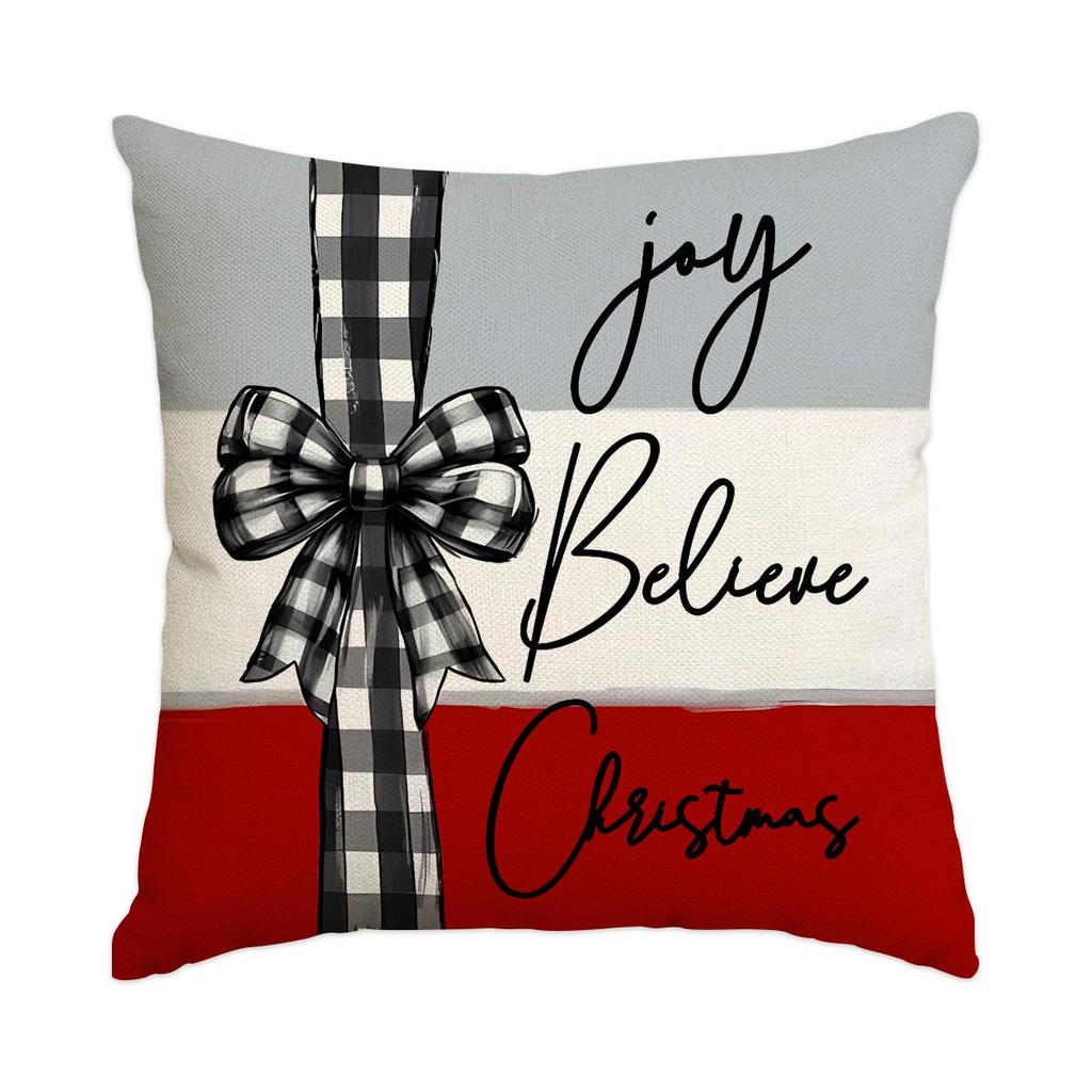 Горячая распродажа Рождественская наволочка из искусственного льна с принтом елки и снеговика - Праздничная декоративная наволочка для диванной подушки