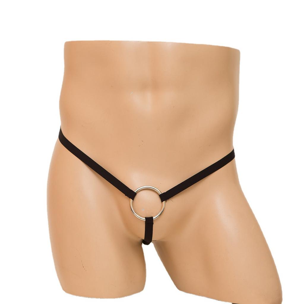 Мужские железные кольца подтяжки Т-образные трусы секс-нижнее белье, бисерная занавеска соединенная полая мужская стринги секс-нижнее белье