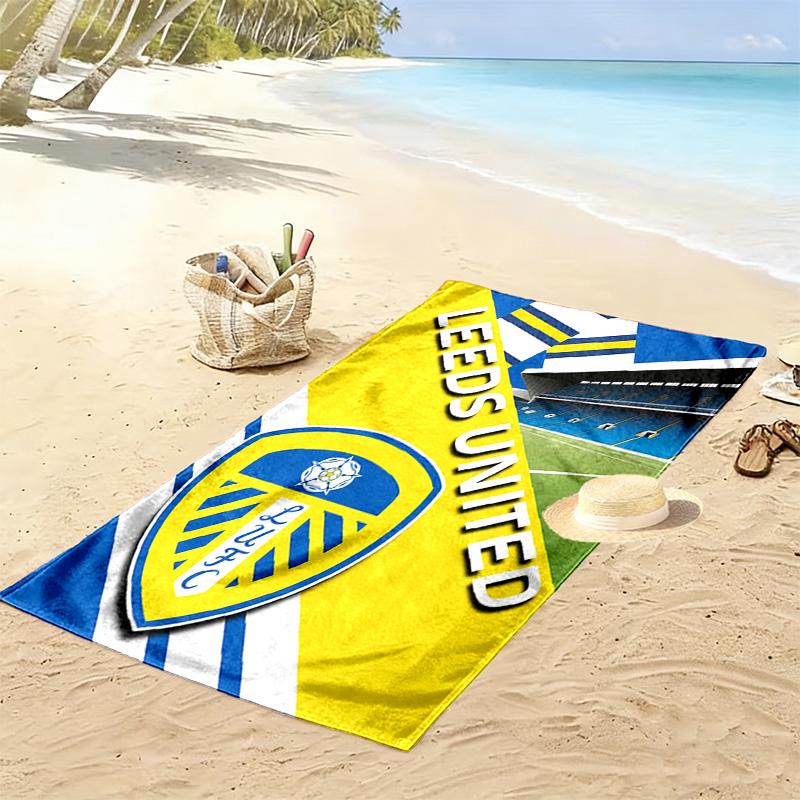 Leeds United Logo Print Beach Towel, Large Soft Quick Dry Towel for Beach Camping Swimming