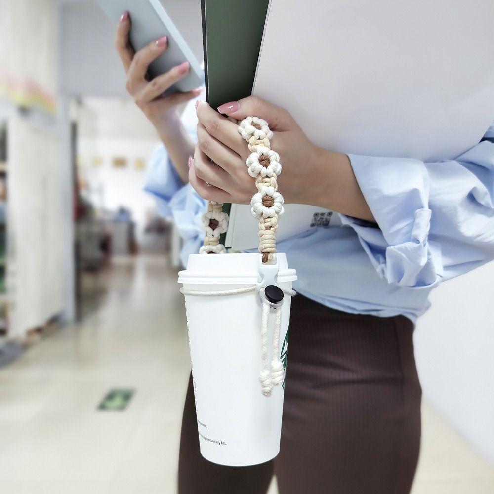 Flower Cup Carrying Strap Handmade Coffee Mug Accessory  for Coffee Milk Tea Cup