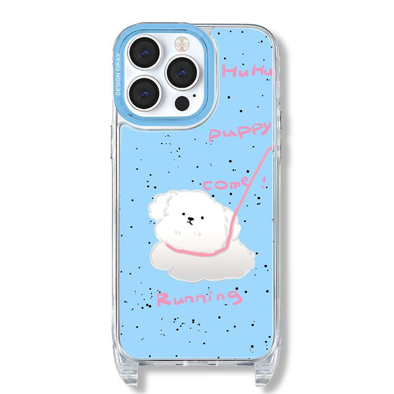 Zhitai Мультяшный чехол-зеркало со шнурком для iPhone 13 Pro до iPhone 16 Pro Max