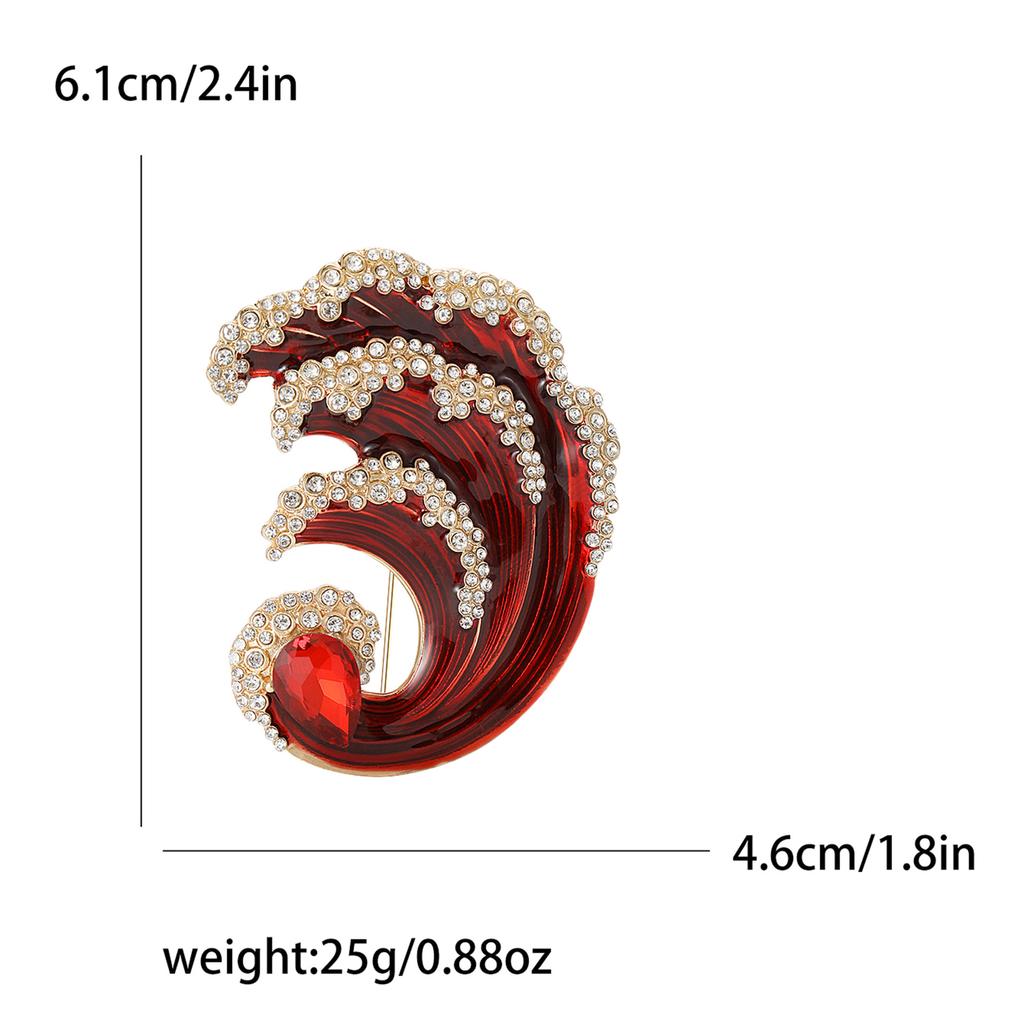 Fashion Creative Enamel Rhinestone Wave Styling Brooch Exquisite Versatile Men'S And Women'S Suit Coat Corsage Ornament Pin