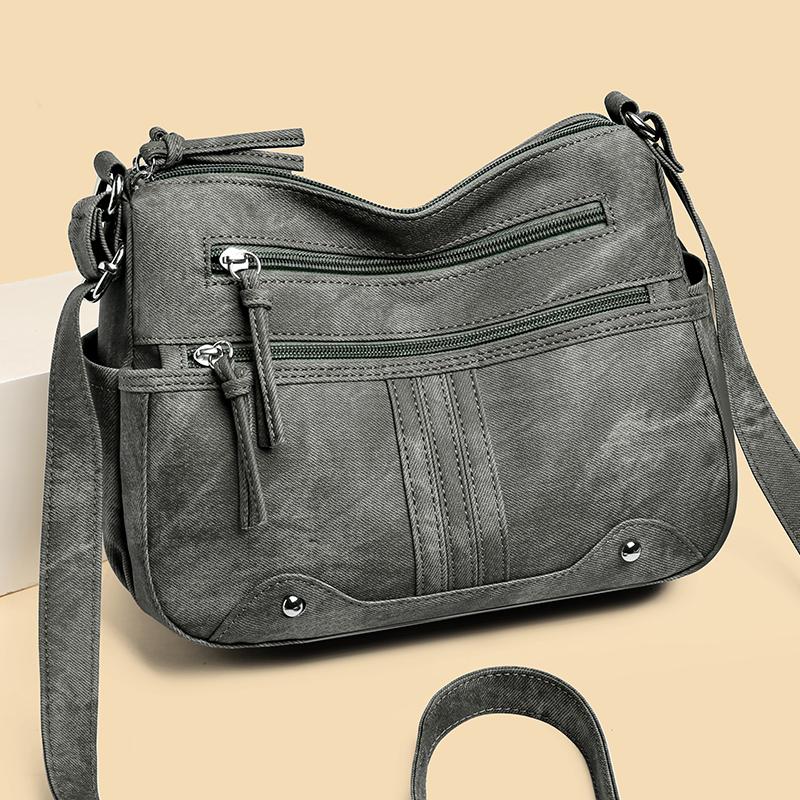 Женская легкая сумка кроссбоди с несколькими отделениями и регулируемым ремешком, повседневная наплечная сумка