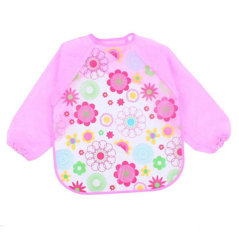 Baby Feeding Feeding Apron Thin Style Long Sleeve Baby Reverse Dressing Drawing Clothes Waterproof Bib