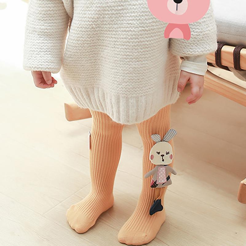 Вязаные колготки для девочек, однотонные детские колготки с рисунком кролика, хлопковые мягкие детские колготки для девочек, осень-зима, 1-7 лет, брюки, новые