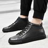 Trendy Shoes Autumn and Winter First Layer Cowhide Medium Top Men's Shoes High Top Board Shoes Men's Trendy Shoes Warm Cotton Shoes Men
