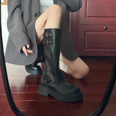 Большие брюки ботинки женские милые крутые горячие девушки ботинки-чулки на толстой подошве ковбойские ботинки до колена высокие рыцарские сапоги