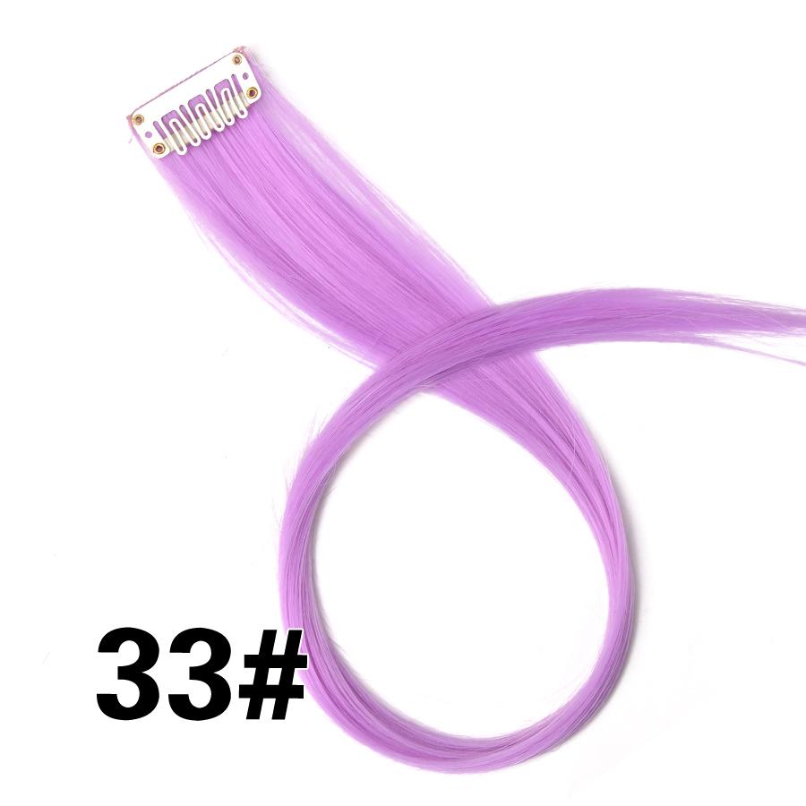 Clip In One Pieces Hair Extensions Straight Ombre Purple Blue Pink Extension Hair Women Synthetic False Fake Hair