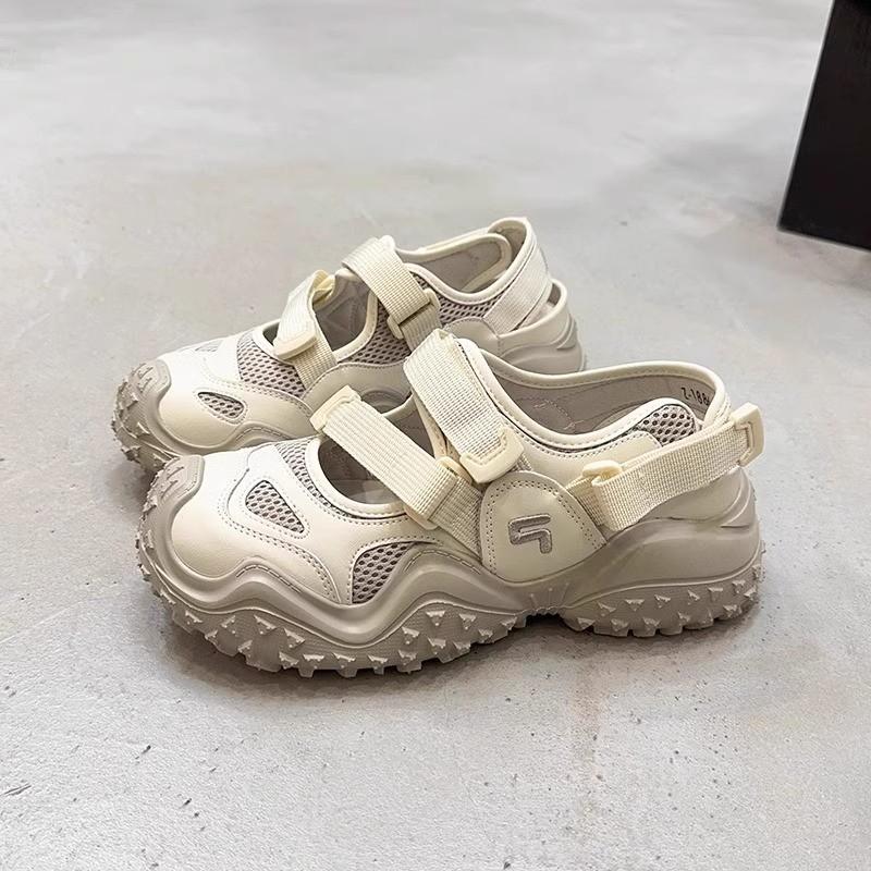 Women Mesh Sandals Summer Fashion Baotou Hollow Outdoor Mesh Jogging Beach Running Casual Sports Thick Soled Sandals for Women