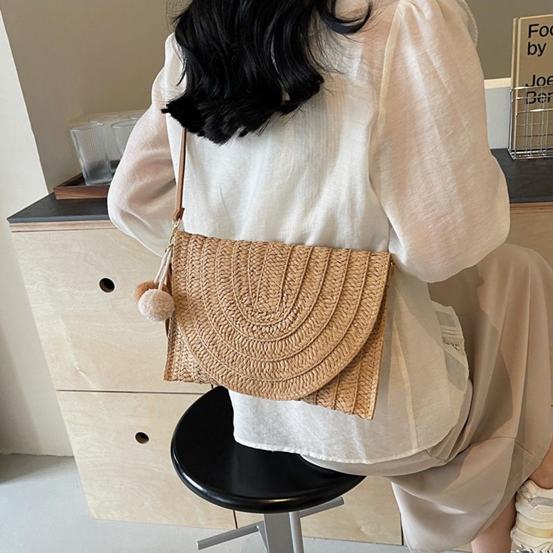 Повседневная женская сумка-конверт, женская модная сумка через плечо, пляжная соломенная плетеная сумка-мессенджер, женская дорожная сумка-тоут