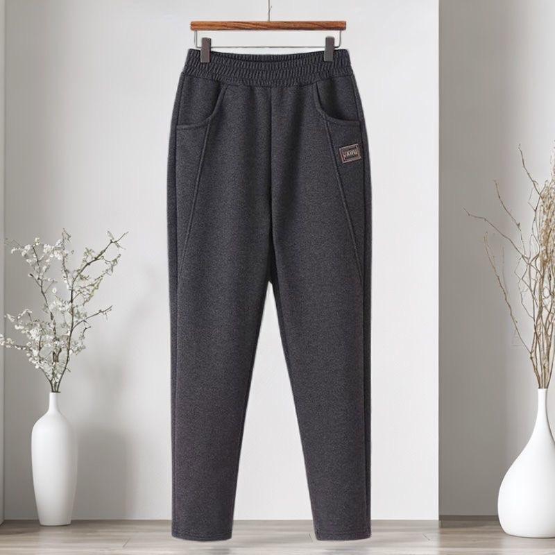 Sport Women Pants Autumn Middleage Winter Fleece Thicken Warm Sweatpants Elasticwaist Harem Pants Female Cosy Casual Trousers
