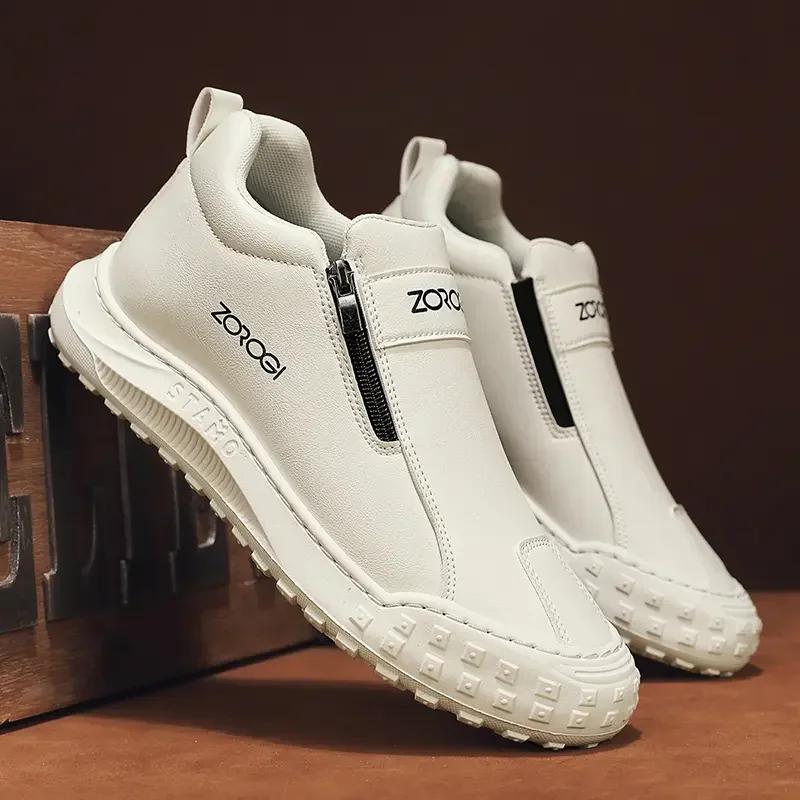 Весна Корейский стиль в тренде Износостойкий Комфорт Модный дизайн Полуботинки Молния Уличная спортивная обувь Обувь унисекс для мужчин