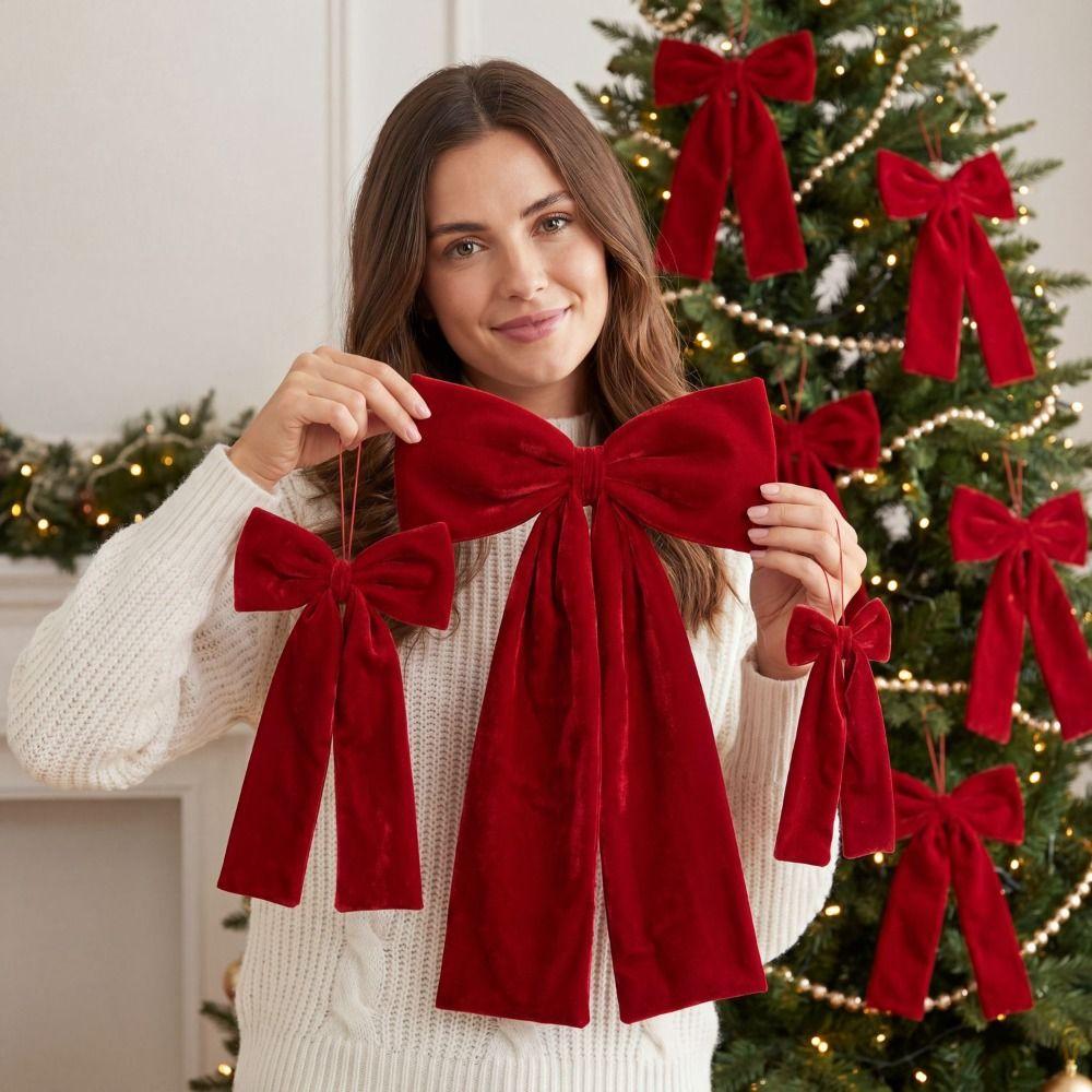 Flannelette Bowknot Pendant Large Christmas Tree Decorations New Christmas Bow Wedding Decor
