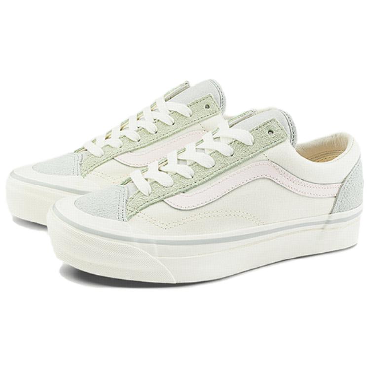 Vans Old Skool Reissue 136 Small Earth Round Toe Durable Breathable Low-Top Skate Shoes Unisex Sneakers White Green Pink VN000MT6BGK