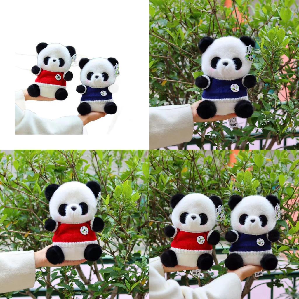 Panda Plush Figure With Short Hair Plush For Childrens Gift And Playroom Accessory