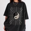 Comfort Colors Yin Yang Shirt, Vintage Yin Yang Tee, Celestial Sunburst Shirt, Spiritual Graphic Tee, Boho Balance Shirt, Retro Symbol Tee