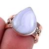 Кольцо с натуральным голубым кружевным агатом, драгоценным камнем, 925 пробы, двухцветное, размер 7,5, США, l4k53