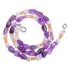 Natural Amethyst Crystal Moonstone Gemstone Smooth Beads Necklace 17" UB-4496 UB-4496