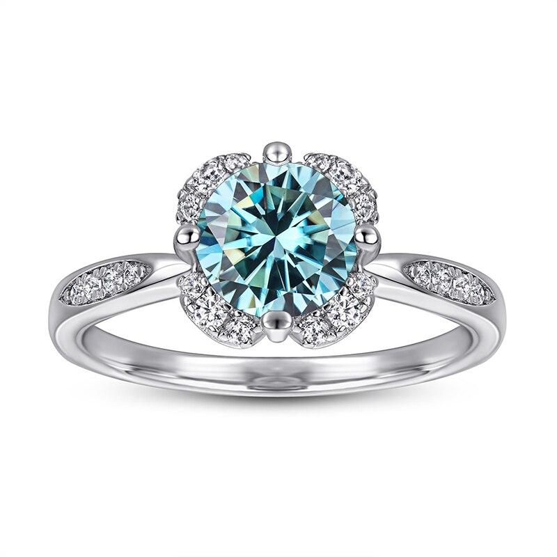 BagueRingen, роскошные кольца из стерлингового серебра 925 пробы с настоящим муассанитом, 1 карат, розовый, синий, зеленый цвет, муассанит, камень, ювелирные изделия для свадебной вечеринки