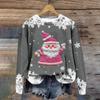 Women's Fashion Christmas Printed Long Sleeve Loose Round Neck Sweatshirt Top