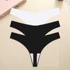 3PCS Seamless Thong Women Ice Silk T-back Intimate Solid Breathable Crotch Briefs Sexy Tanga Multiple 10 Color Lingerie