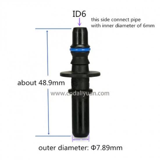 7.89mm 7.89 ID6 male connector end piece plastic Fuel line quick connector 180 degree SAE fuel pipe fittings 20 pcs one lot