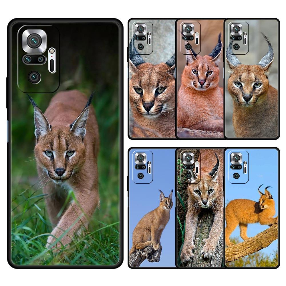 Чехол для телефона для Xiaomi Redmi Note 14 13 12 Pro Plus 5G 9S 9 10 11 4G 14C 13C 12C 10C 9C 9A Мягкий чехол Африканская Рысь Каракал Кошка