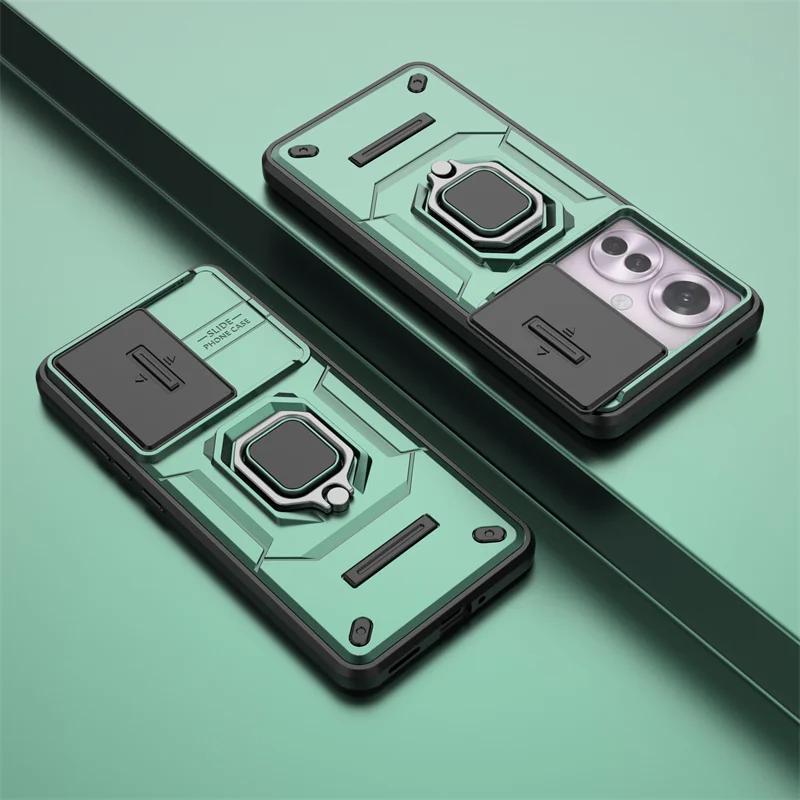 Чехол-броня для камеры со слайд-объективом для OPPO Reno 12 Pro 11F 5G A60 4G, защитное кольцо, магнитный держатель, чехол, чехол Fundas Capa
