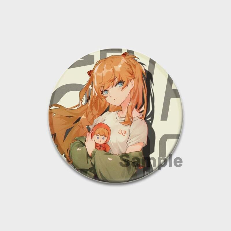 58 мм классическая аниме брошь из ЭВА, мультяшные булавки для лацканов, аксессуары для одежды, шляпа, украшение для рюкзака, милые 58 мм, круглые значки, булавка, эстетическая
