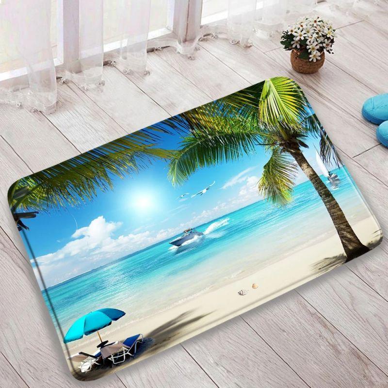 Коврик для ванной Ocean Beach Landscape, суперабсорбирующий, для слива на кухне, нескользящий, для туалета, ванной комнаты, ковер для домашнего декора, коврики для душа
