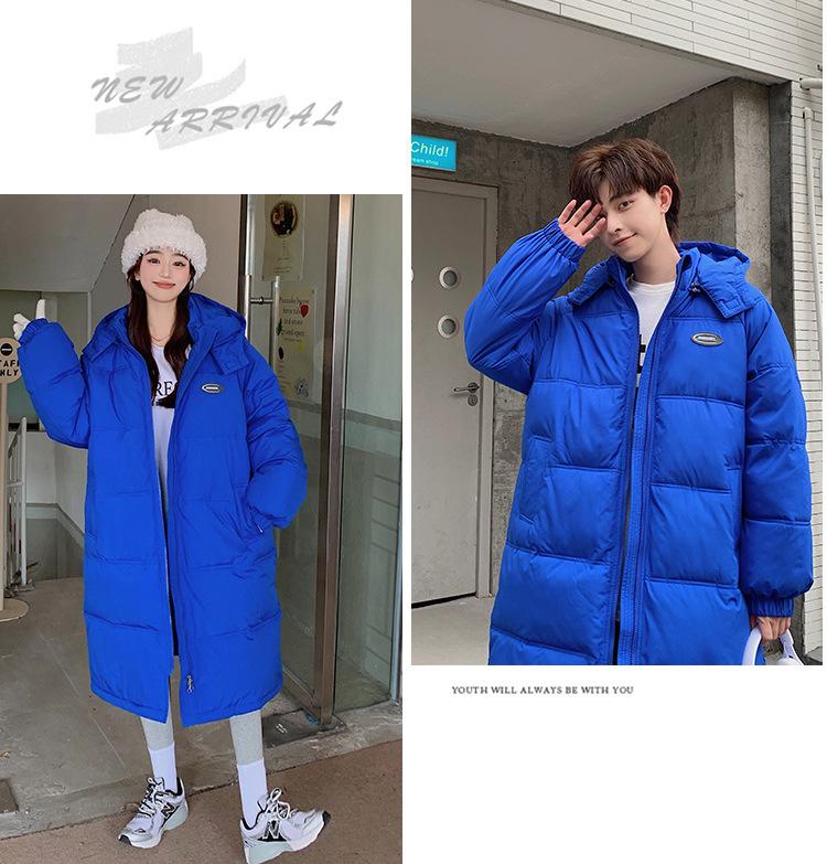 Осенне-зимняя мужская и женская однотонная свободная ветрозащитная утолщенная теплая длинная женская куртка с капюшоном