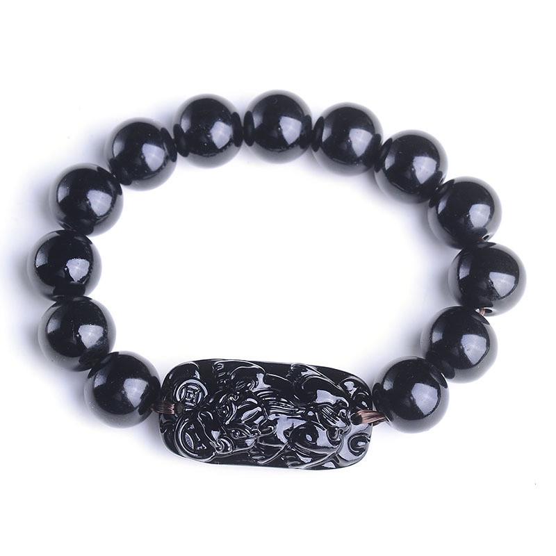 Pi Xiu обсидиановый черный камень бусины для мужчин и женщин браслет богатство и удача браслеты в китайском стиле ювелирные изделия подарок