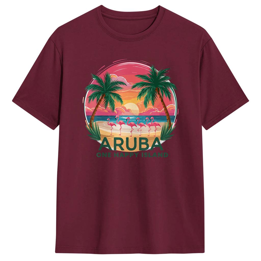 Couple T Shirt Aruba One Happy Island Souvenir T Shirts Popular Summer Tee Shirt Vintage Pure Cotton Tops Gift Idea
