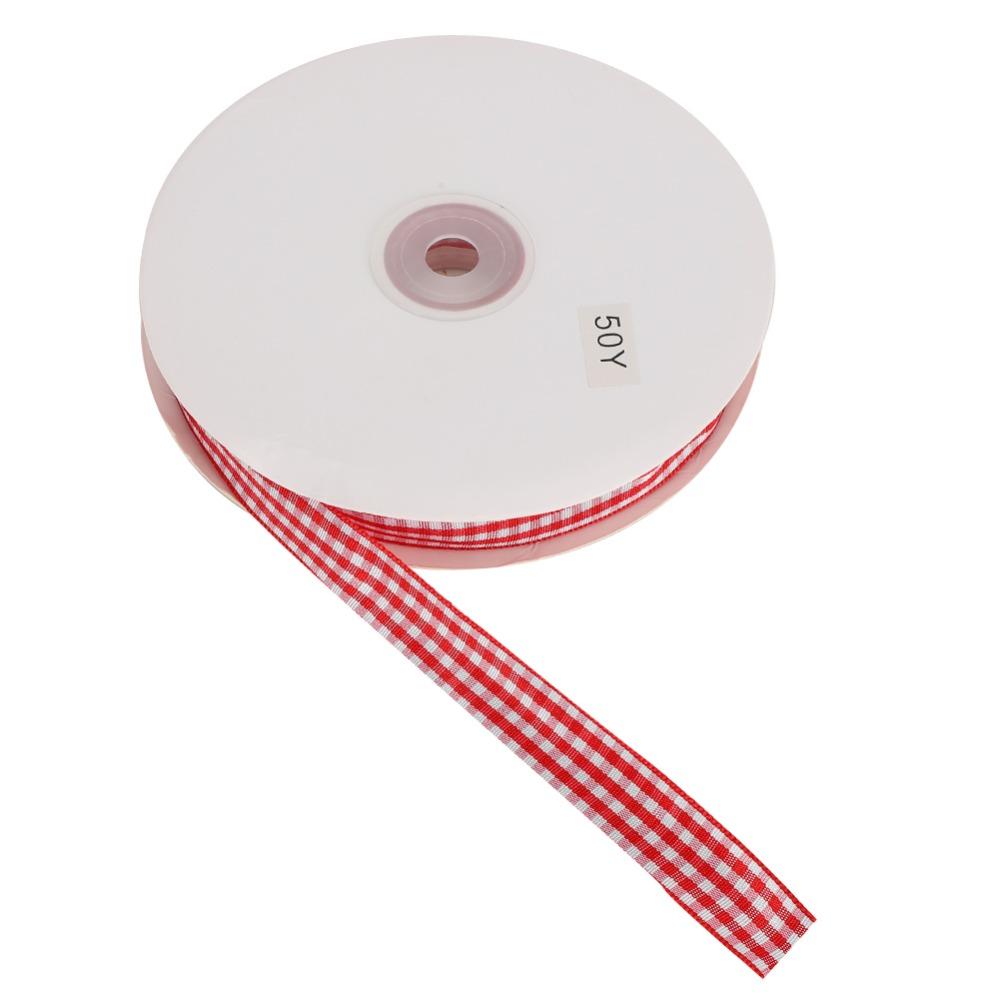 1pcs 50 Yards Length Plaid Ribbon Red &Black Gingham Polyester Ribbon Checked Ribbon DIY Crafts