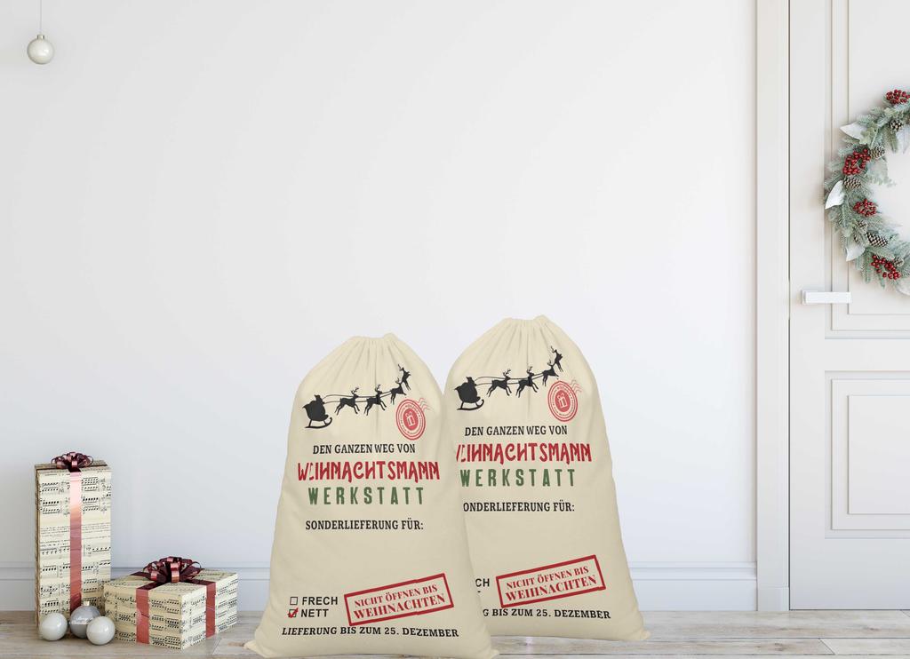 Printtoo Большая холщовая сумка на шнурке, рождественские мешки, подарочный мешок Санты, индивидуальный подарок на вечеринку, 2 шт., 27x20 дюймов