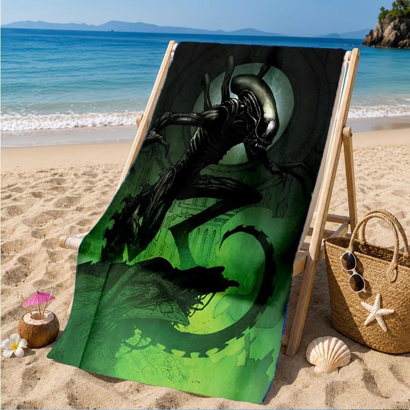 Alien Ornate Frame Beach Towel, Microfiber Beach Towel, Perfect For Pool, Beach, Travel, Home Decor Beach Party Fan gifts