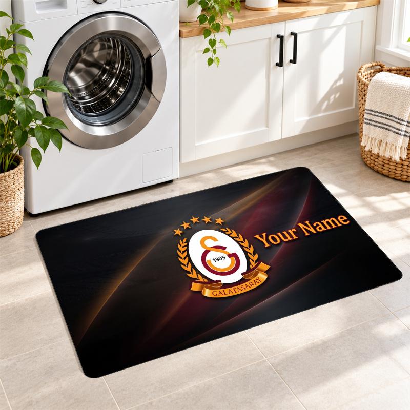 Galatasaray FC Custom Name Flannel Rug Kitchen Mat Non Slip Floor Carpet Personalized Home Decor