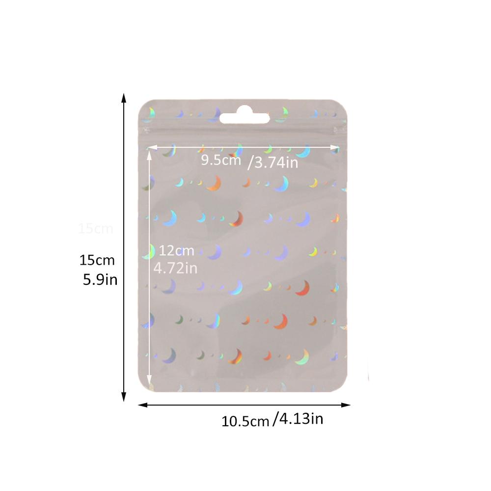 50 шт. голографический лазерный прозрачный пластиковый мешок для ювелирных изделий на молнии для хранения бусин в подарок для малого бизнеса упаковочные материалы
