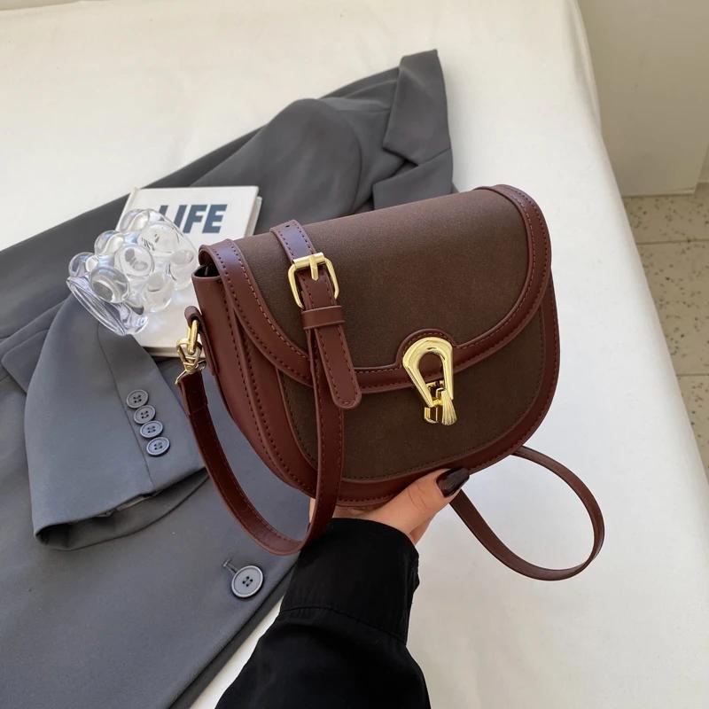 Стильная ретро сумка на одно плечо осень и зима новая модная универсальная сумка-седло сумка на одно плечо подмышка