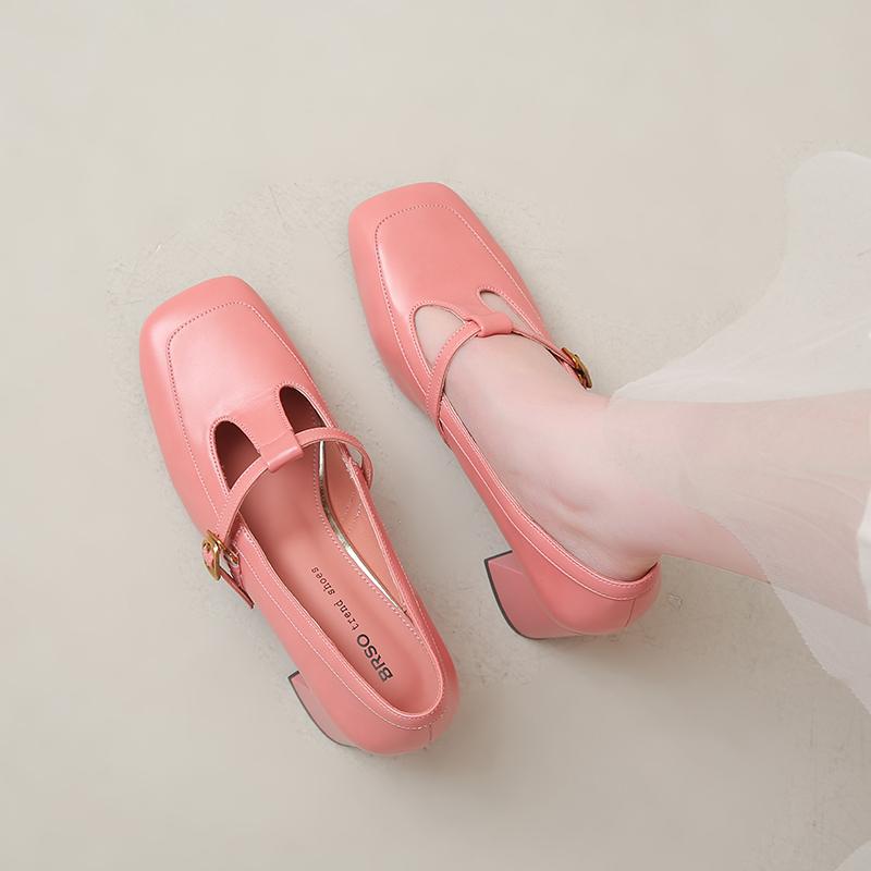 Мода 2025 Обувь Женская Ретро Женские Туфли Мэри Джейн на Высоком Каблуке с Квадратным Носком и Ремешком с Пряжкой, Туфли на Массивном Каблуке для Модного Платья, Офиса, Zapatos