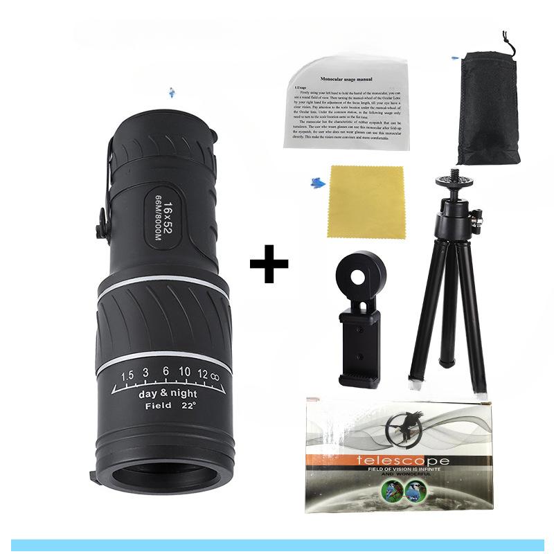 Фабричный телескоп 16X52 для взрослых и детей, концертные, высокой четкости, при слабом освещении, ночного видения, монокулярные очки для мобильного телефона
