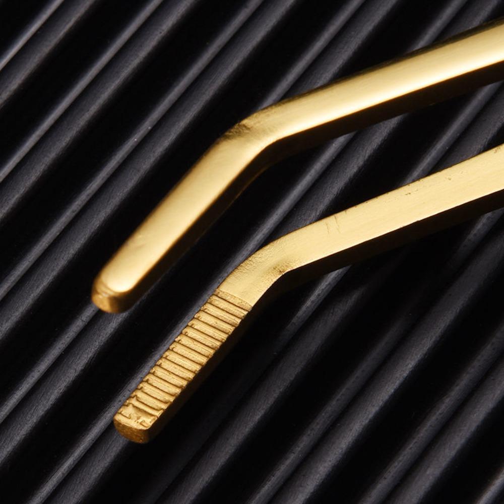 Curved Tip Stainless Steel Tweezers Anti-slip Seafood Tongs Tea Tweezers DIY
