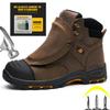 High-quality Work Boots Men Composite Shoes Genuine Leather Indestructible Shoes Puncture-Proof Safety Shoes Men Boots Security