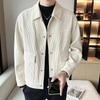 New Spring and Autumn Fashion Simple Oversized Polo Pocket Long Sleeve Solid Color Premium Corduroy Men's Jacket Coat